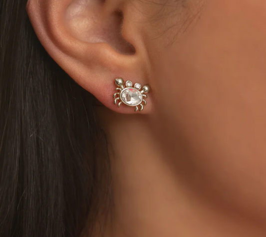 18K Gold PVD Stainless Steel Stone Crab Earrings